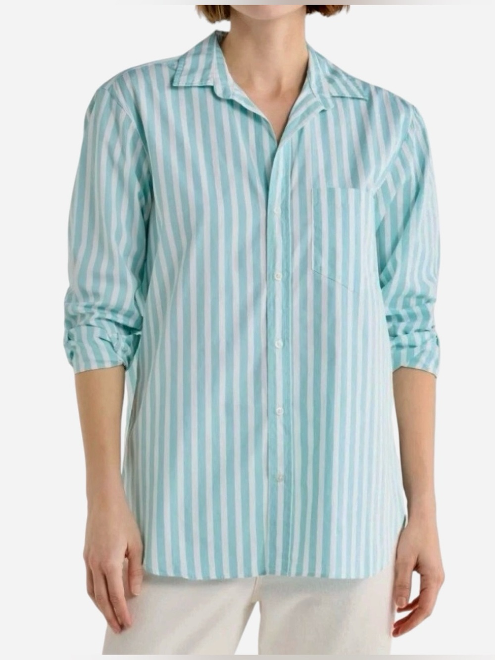 Frank & Eileen Aqua Green/White Stripe Button Down